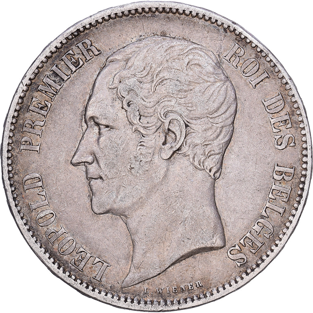 Belgia, Leopold I, 5 Francs, 5 Frank, 1852, Brussels, Srebro, EF(40-45), KM:17