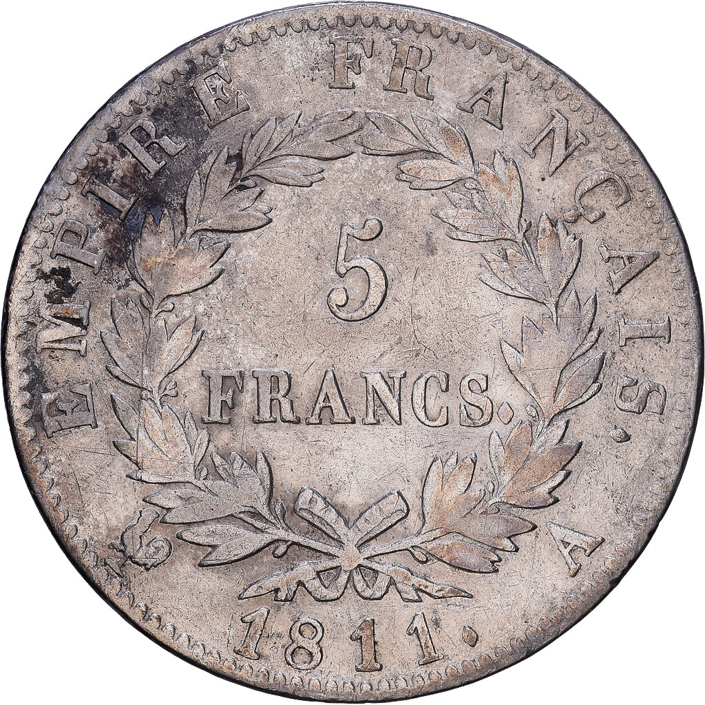 France, 5 Francs, Napoléon I, 1811, Paris, Argent, TB, KM:694.1