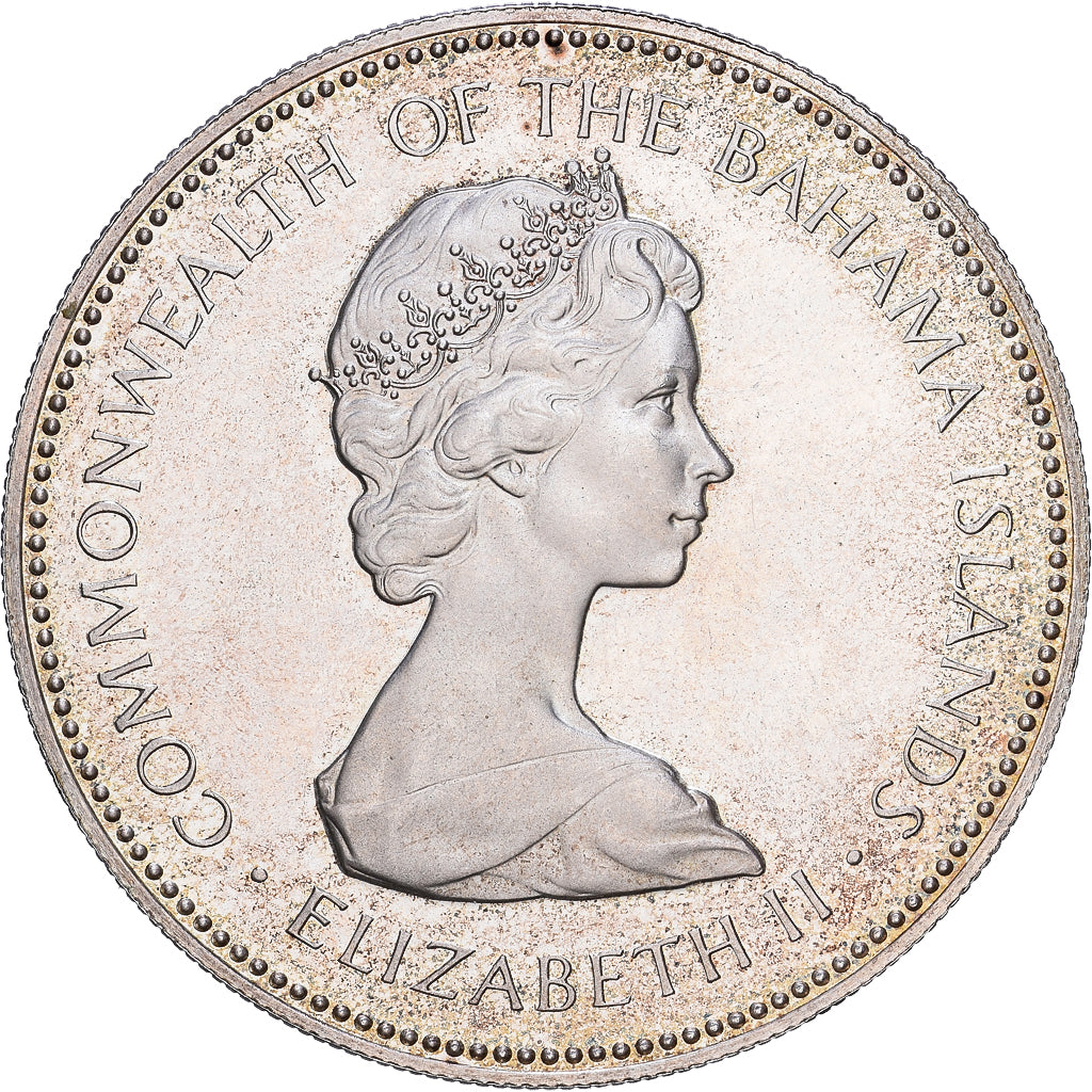 Bahama's, Elizabeth II, 2 Dollars, 1971, Franklin Mint, Zilver, PR, KM:23