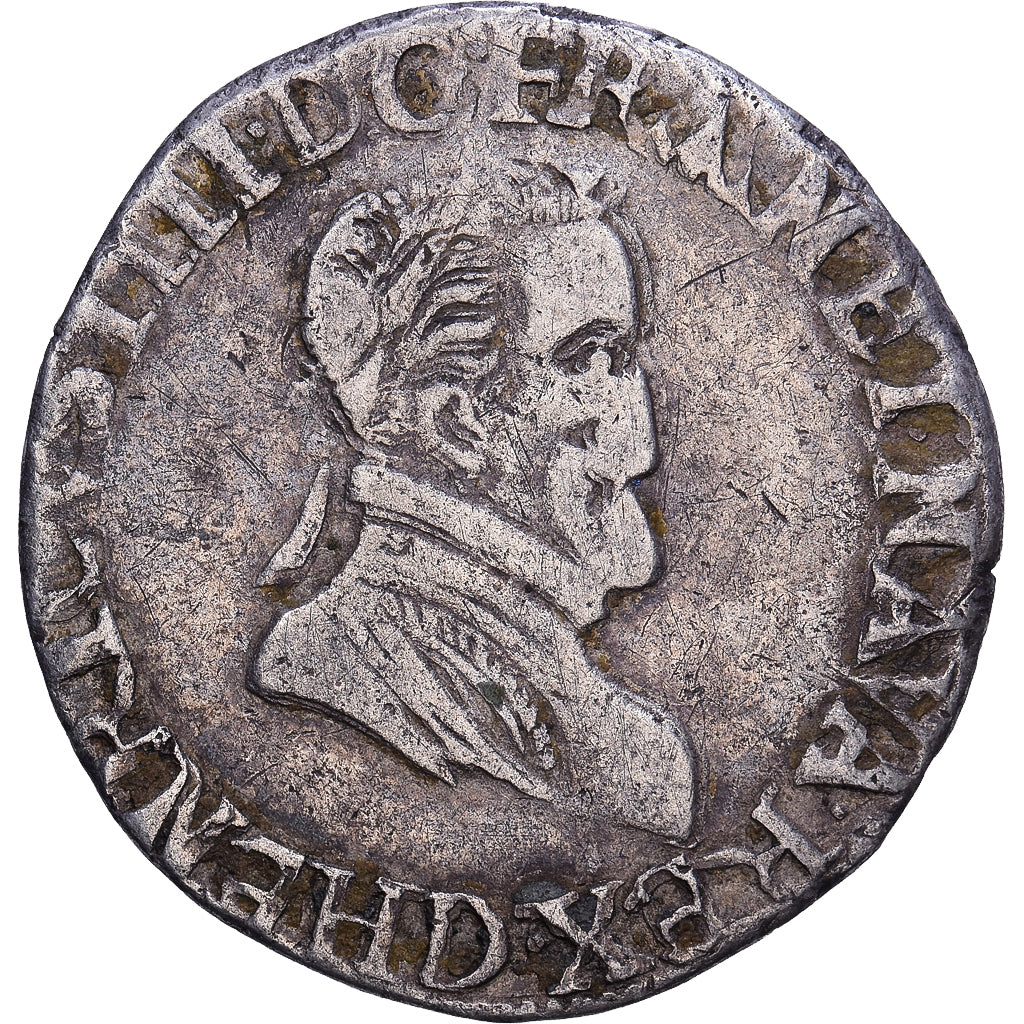 Frankrijk, Henri IV, 1/2 Franc buste lauré, 1594, Lyon, Zilver, FR+