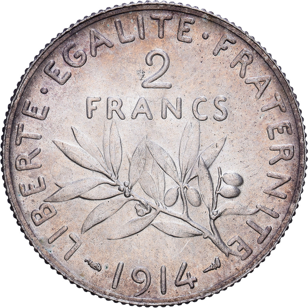Frankrijk, 2 Francs, 1914, Paris, Zilver, ZF+