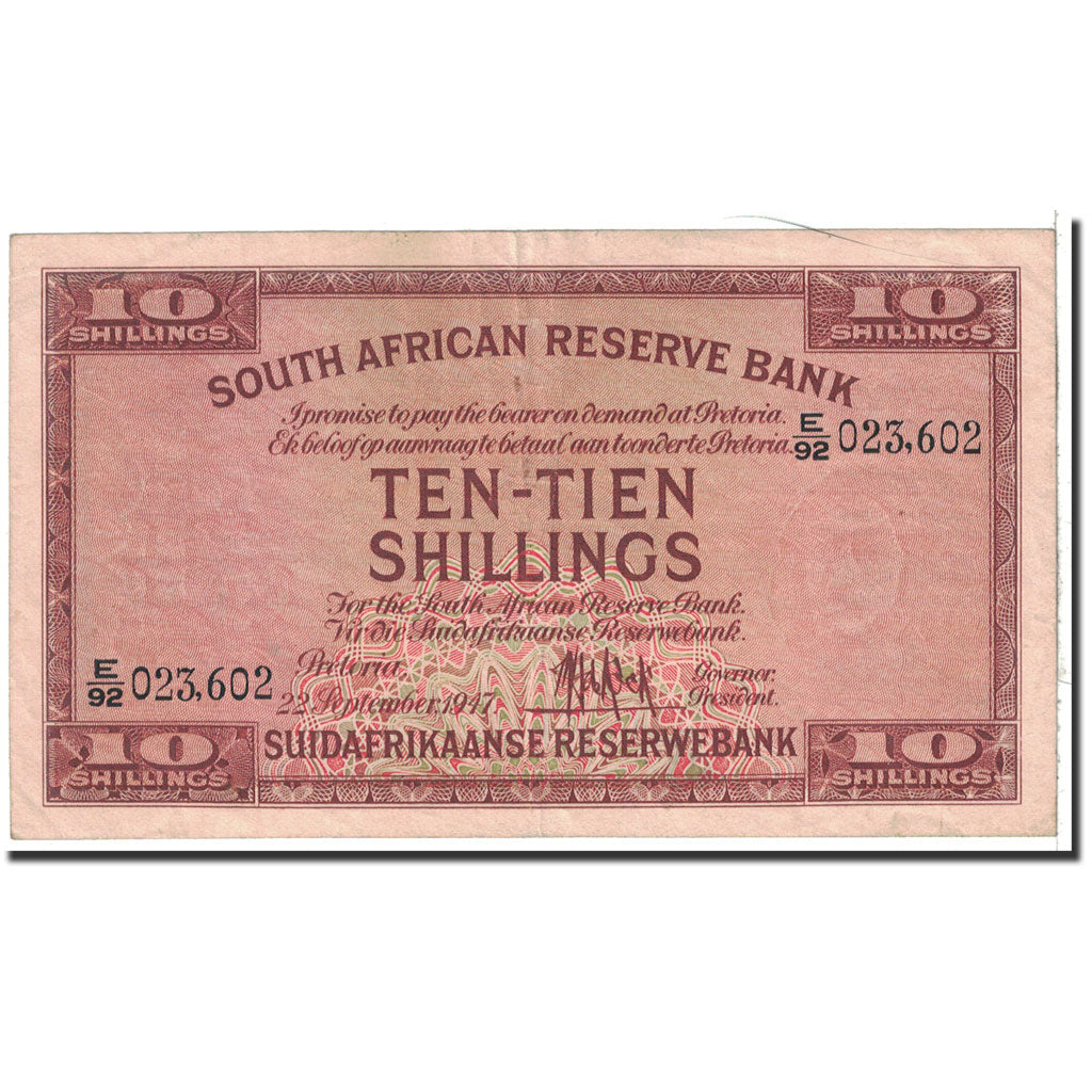 South Africa, 10 Shillings, 1947-09-22, VF 30, PMG