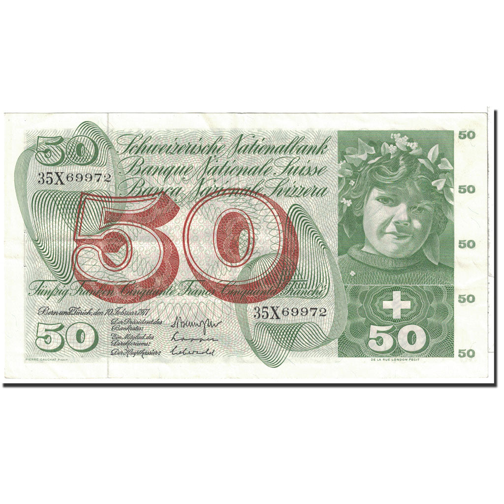 Banknote, Switzerland, 50 Franken, 1971, 1971-02-10, KM:48k, AU(55-58)