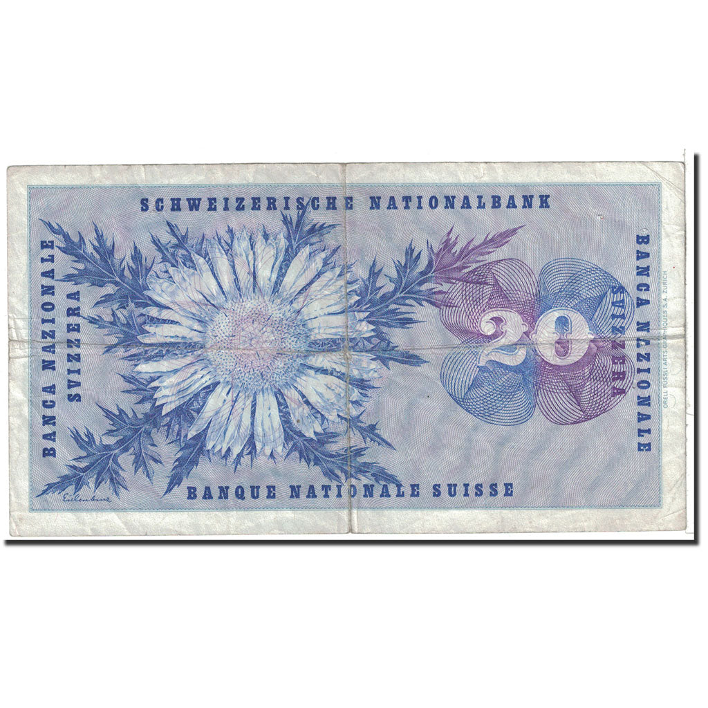 Banknot, Szwajcaria, 20 Franken, 1970, 1970-01-05, KM:46r, VF(30-35)
