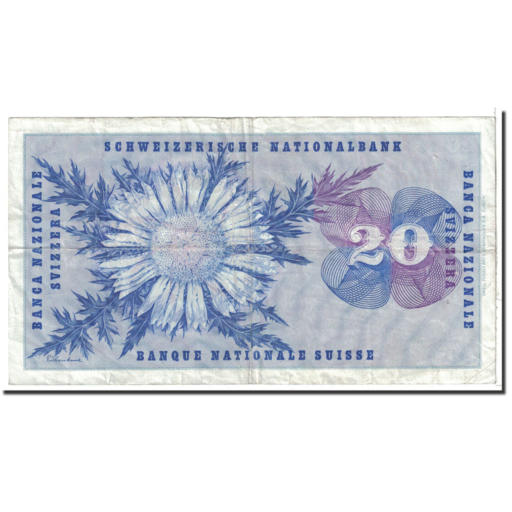 Banknote, Switzerland, 20 Franken, 1972, 1972-01-24, KM:46t, EF(40-45)