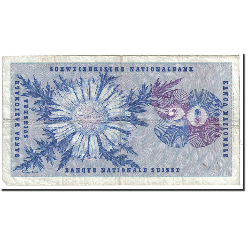 Banknote, Switzerland, 20 Franken, 1970, 1970-01-05, KM:46r, VF(20-25)