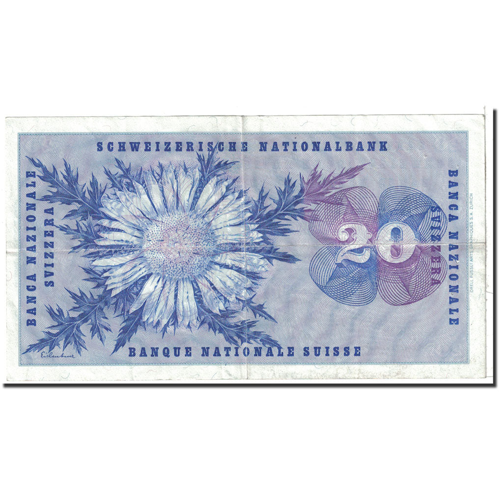 Banknote, Switzerland, 20 Franken, 1972, 1972-01-24, KM:46t, AU(50-53)