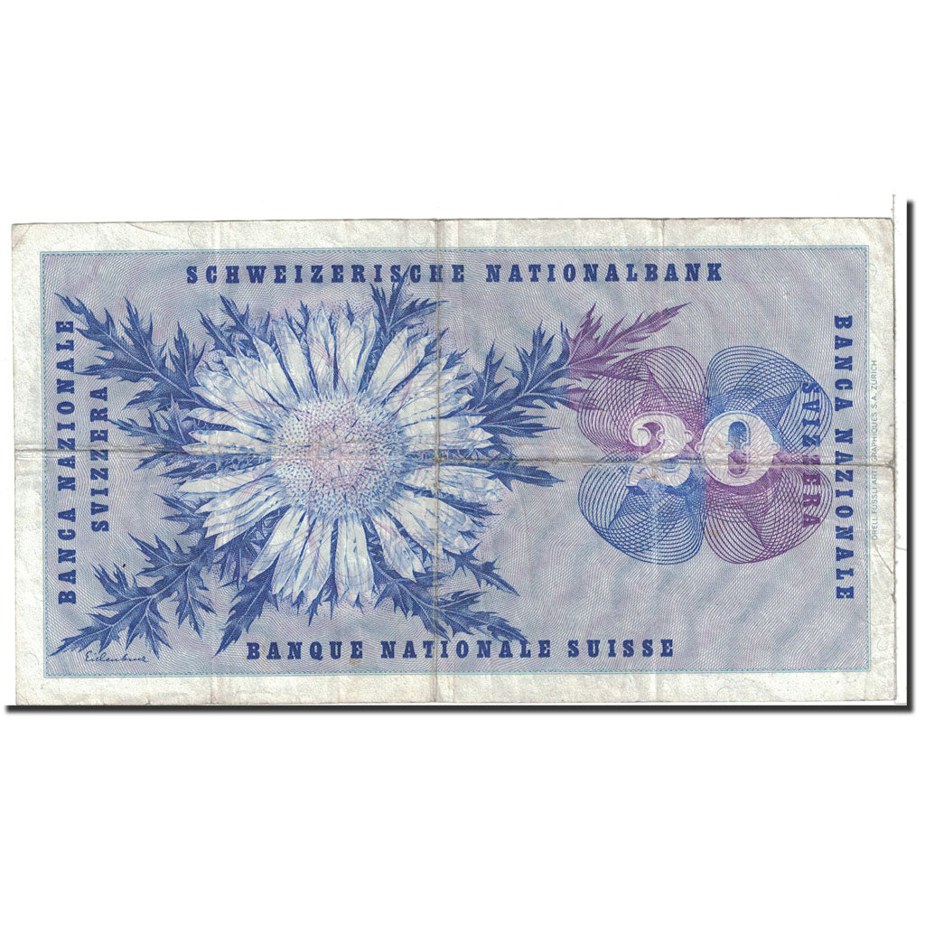 Banknote, Switzerland, 20 Franken, 1971, 1971-02-10, KM:46s, VF(30-35)