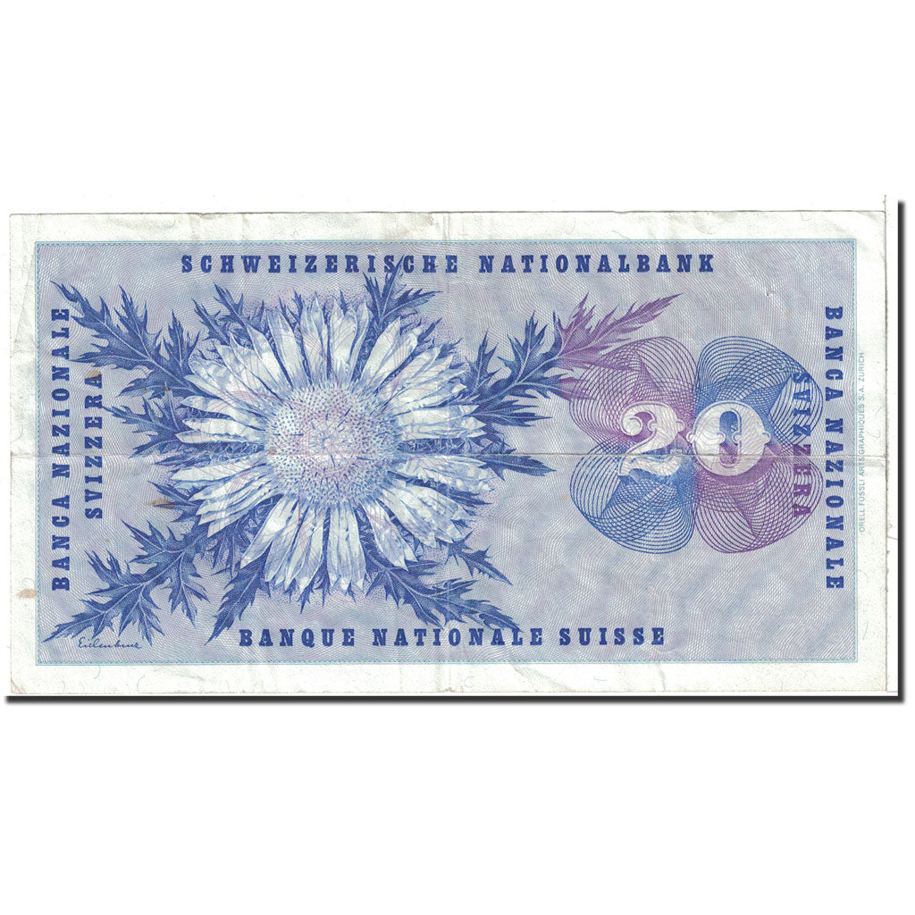 Banknote, Switzerland, 20 Franken, 1972, 1972-01-24, KM:46t, EF(40-45)