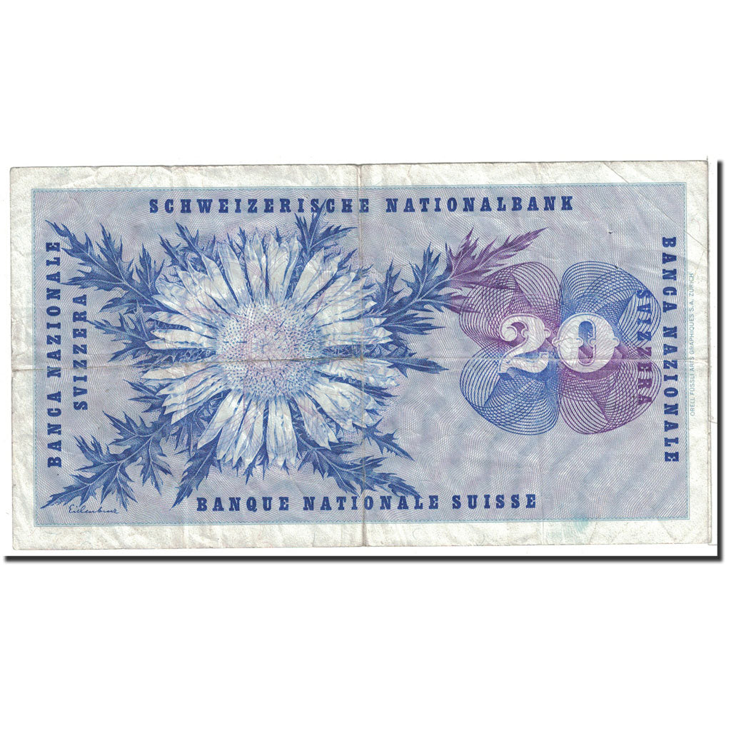 Geldschein, Schweiz, 20 Franken, 1970, 1970-01-05, KM:46r, SS