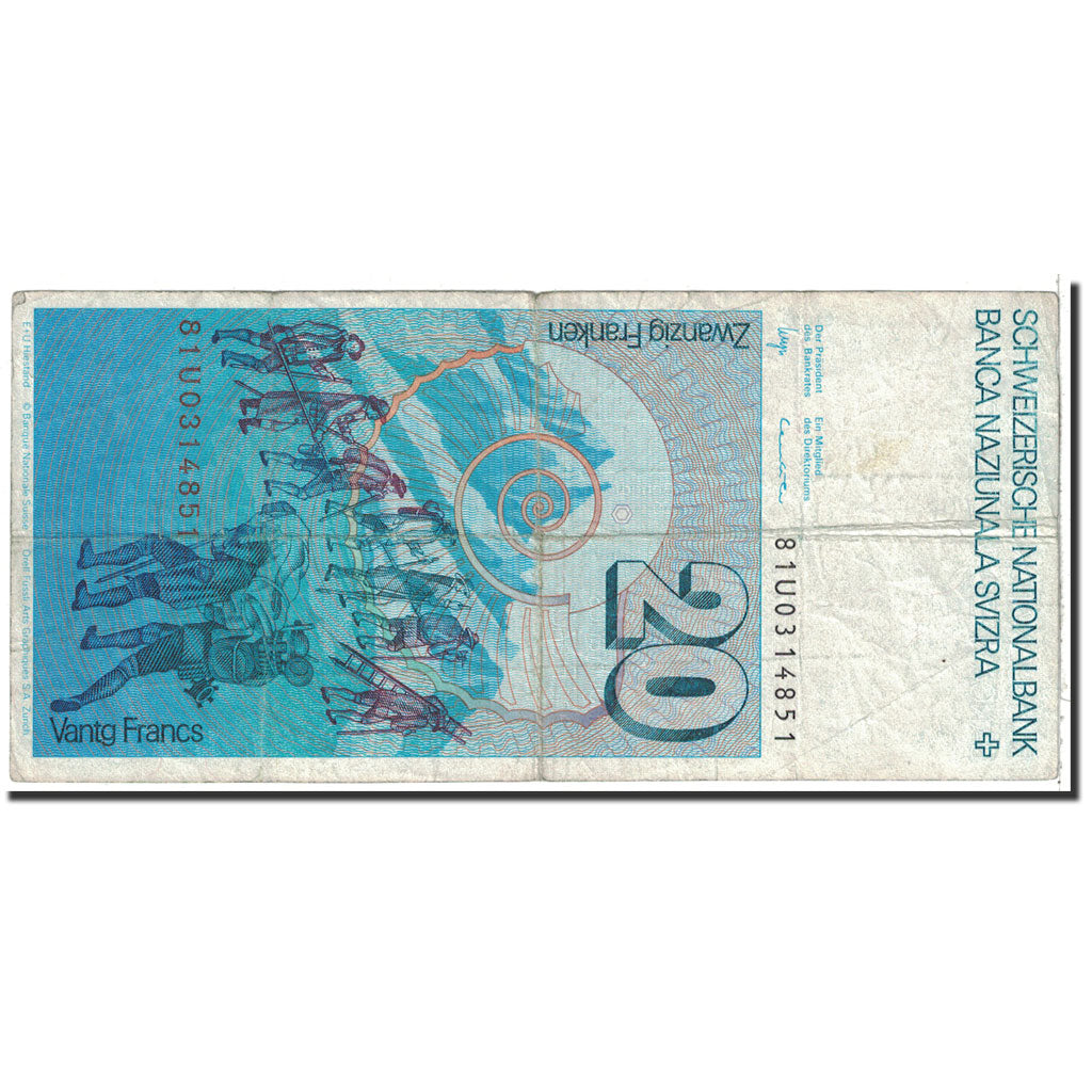 Banknot, Szwajcaria, 20 Franken, 1981, Undated, KM:55c, VF(20-25)