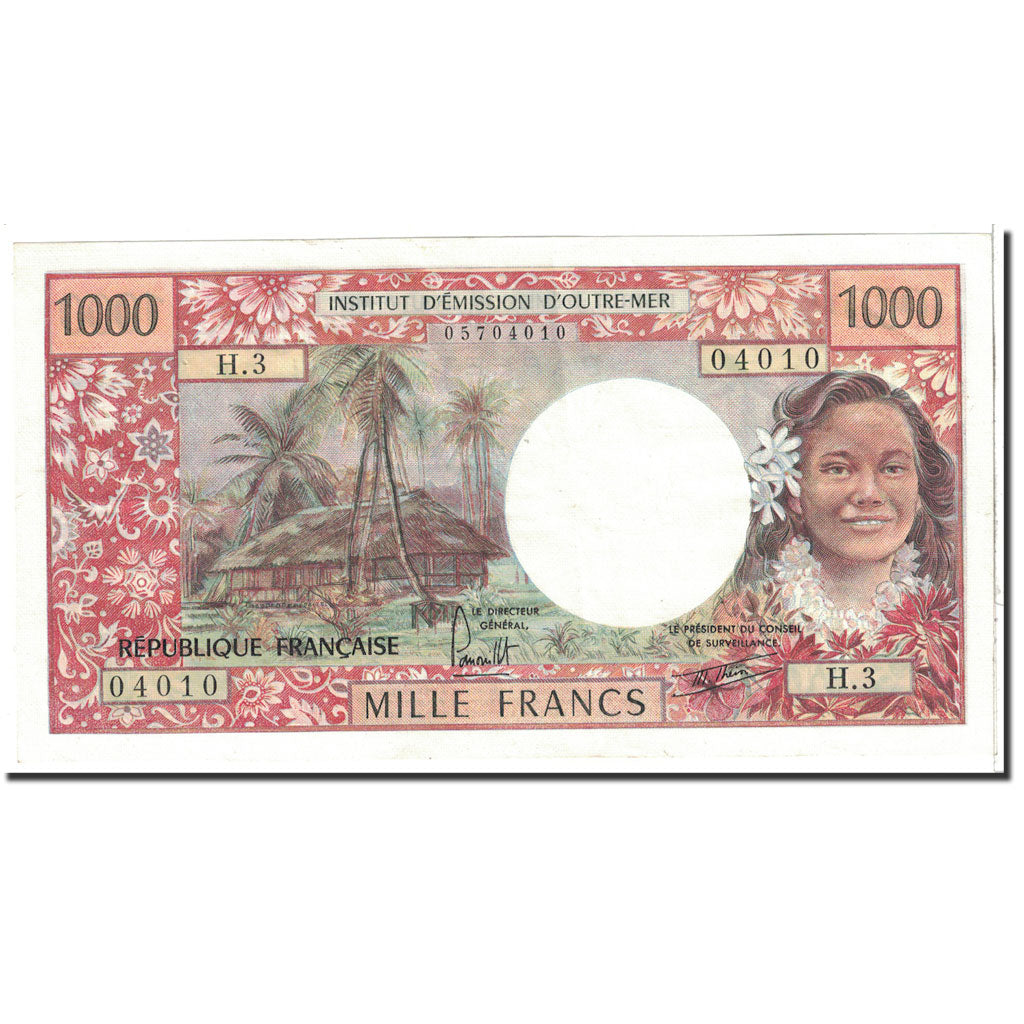 Billete, 1000 Francs, 1977, Tahití, KM:27b, Undated, SC+