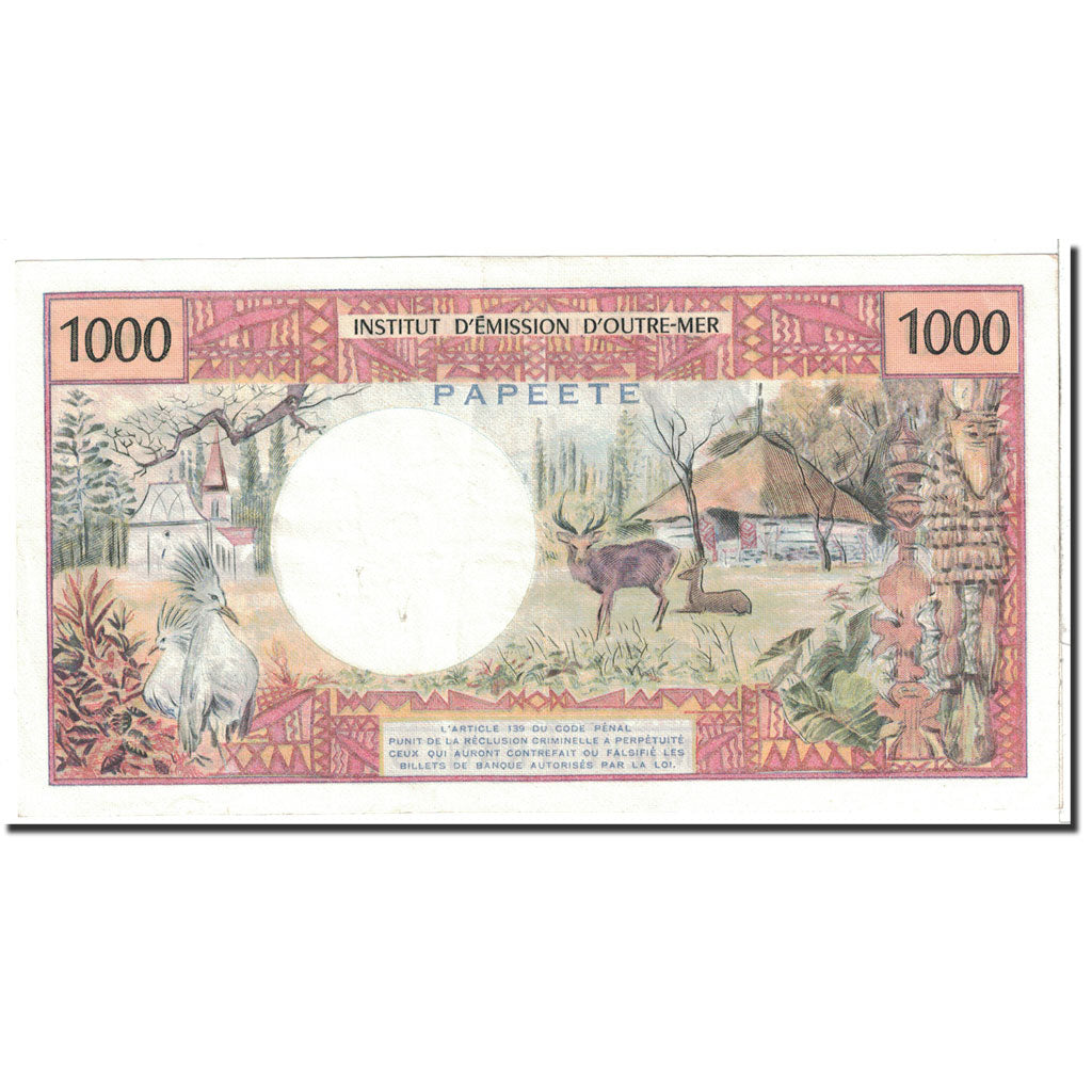 Billete, 1000 Francs, 1977, Tahití, KM:27b, Undated, SC+