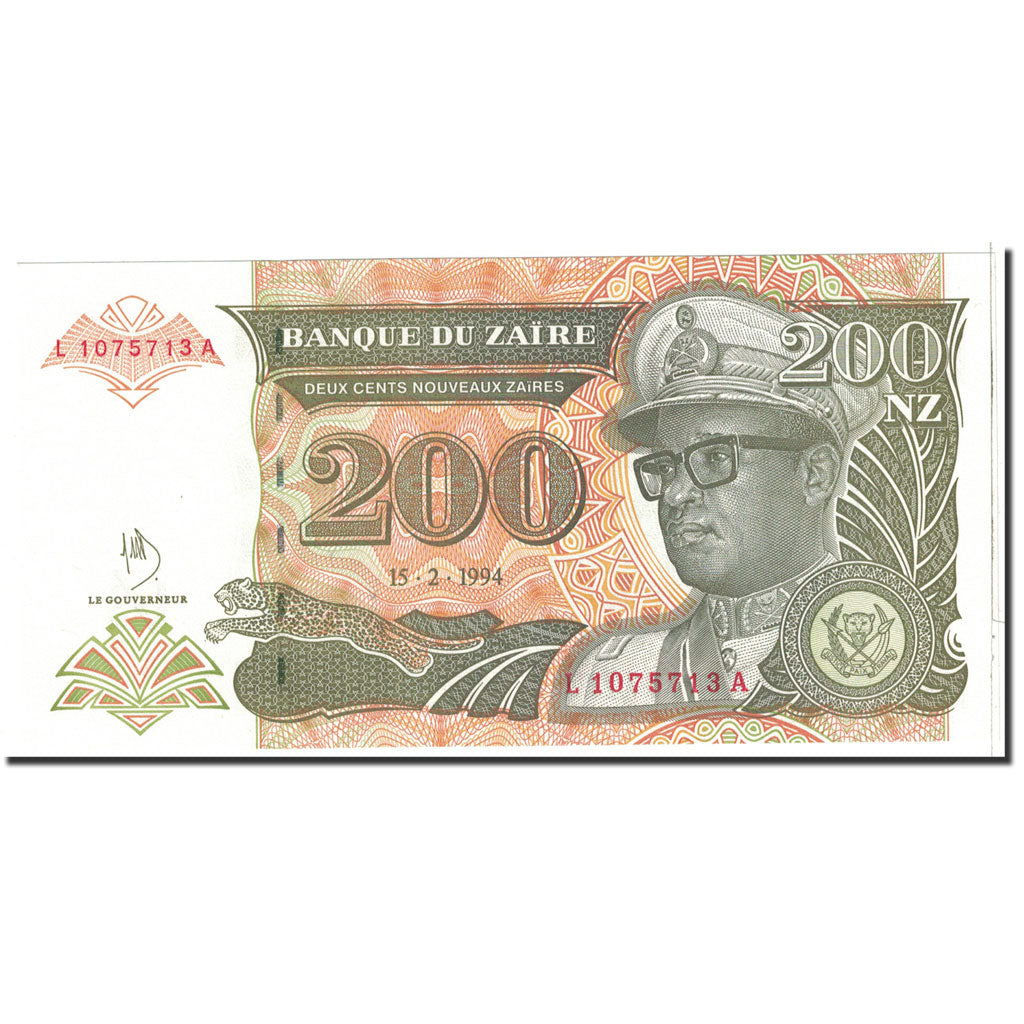 Banknote, Zaire, 200 Nouveaux Zaïres, 1994, 1994-02-15, KM:61a, UNC(65-70)