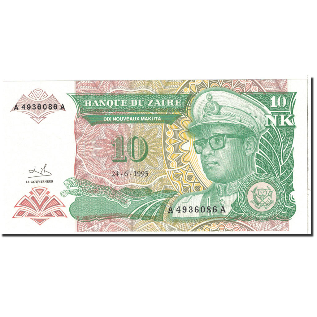 Banconote, Zaire, 10 Nouveaux Makuta, 1993, KM:49, 1993-06-24, MB