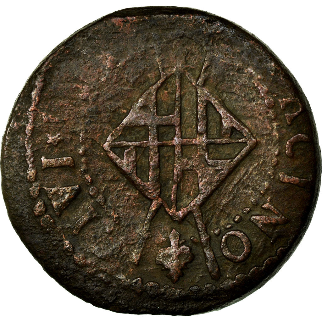 Coin, France, Seizain, Barcelone, VF(30-35), Copper, Droulers:Fc 30