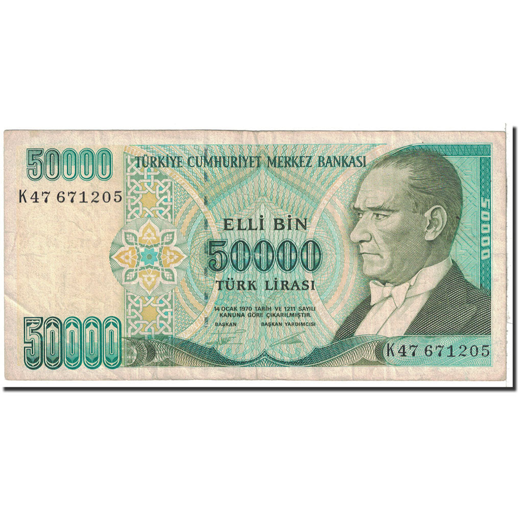 Banknote, Turkey, 50,000 Lira, 1970, Undated, KM:204, VF(20-25)