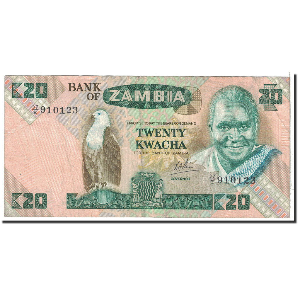 Banknote, Zambia, 20 Kwacha, 1980-1988, Undated, KM:27d, EF(40-45)