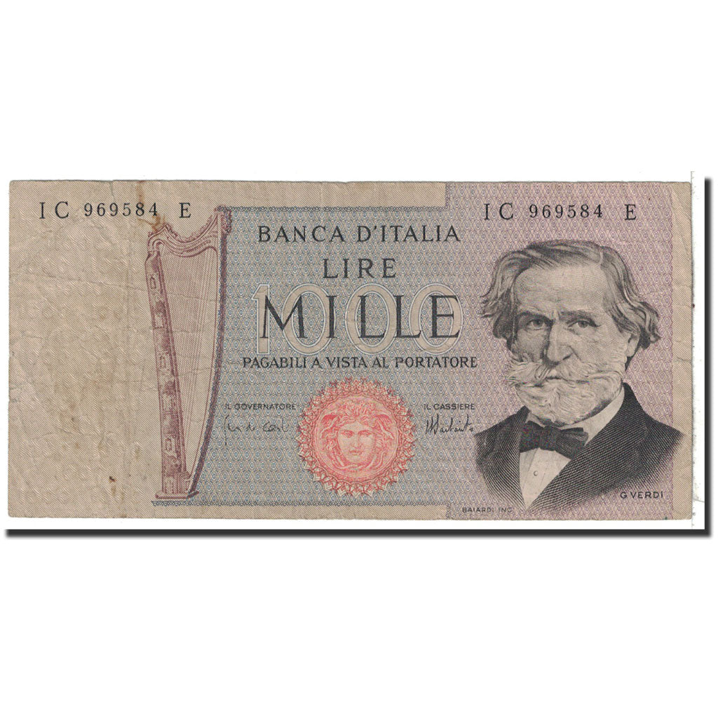 Biljet, Italië, 1000 Lire, 1975, 1975-08-05, KM:101d, TB