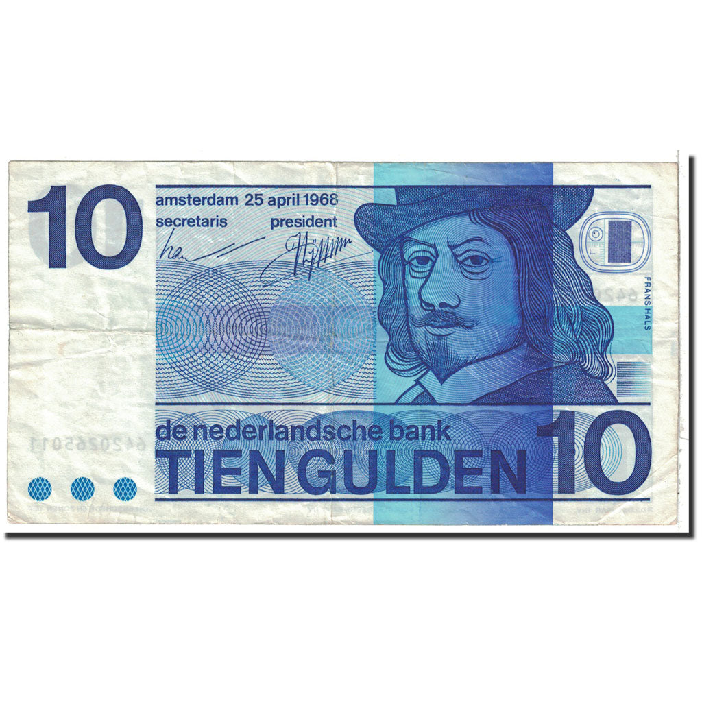 Billet, Pays-Bas, 10 Gulden, 1968, 1968-04-25, KM:91b, TTB