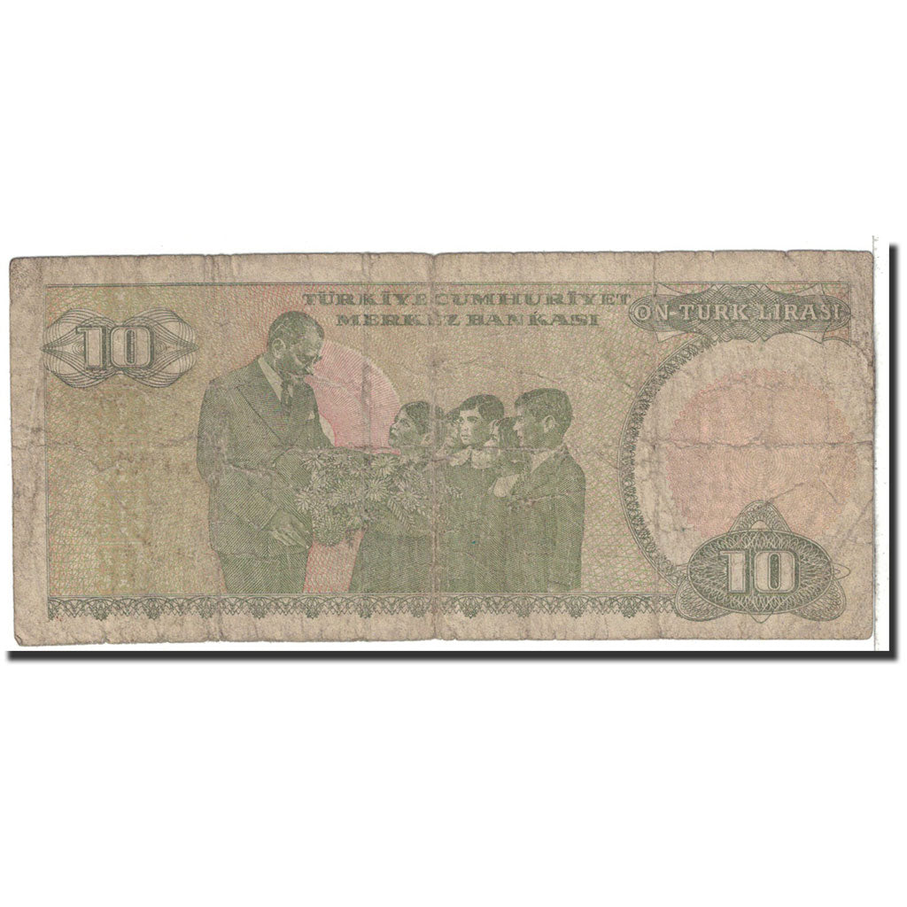 Banknote, Turkey, 10 Lira, 1970, Undated, KM:192, VG(8-10)