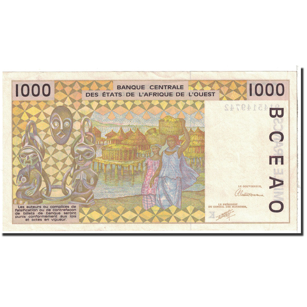 Banknote, West African States, 1000 Francs, 1991, Undated, KM:711Ka, AU(55-58)