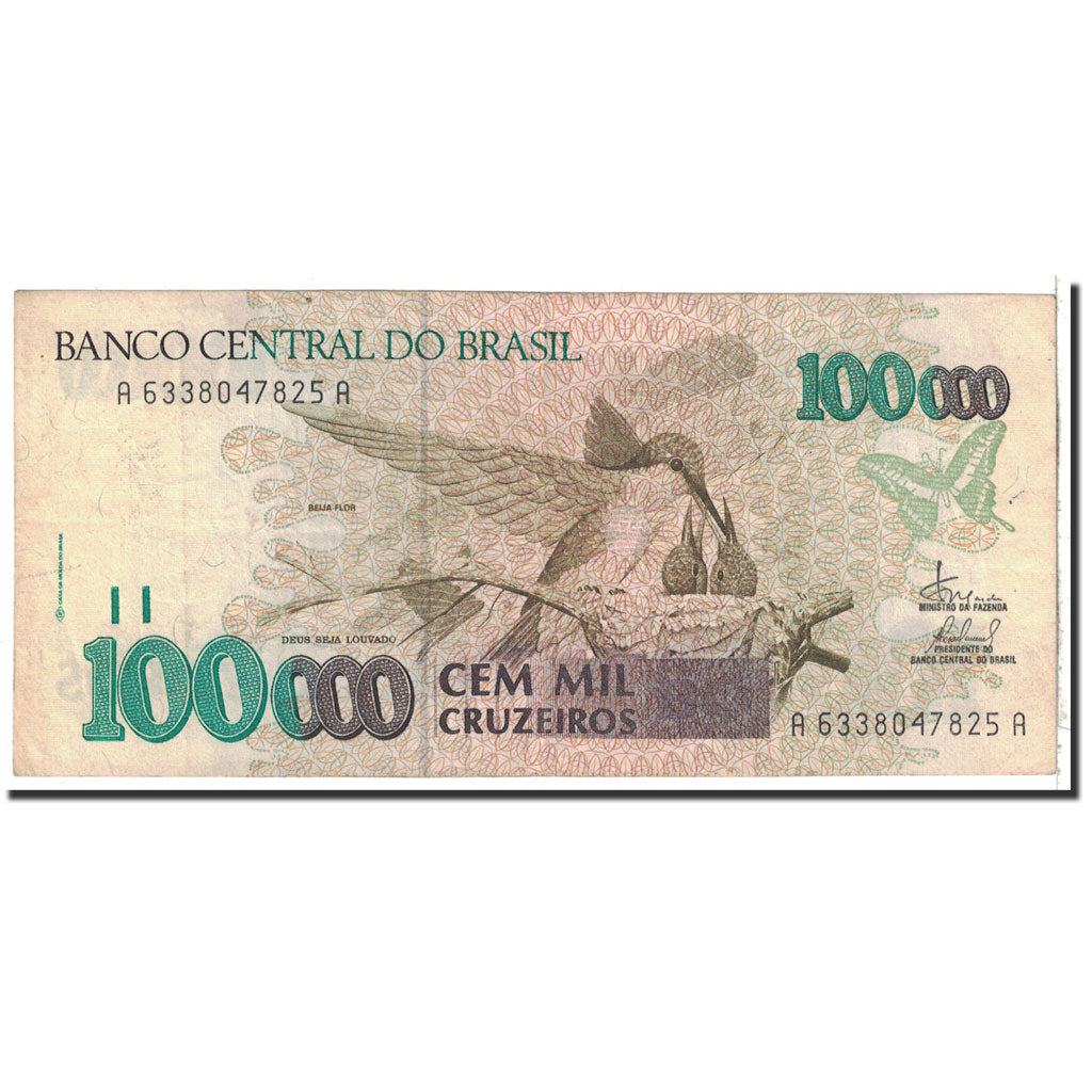 Banknote, Brazil, 100,000 Cruzeiros, 1992, Undated, KM:235a, EF(40-45)