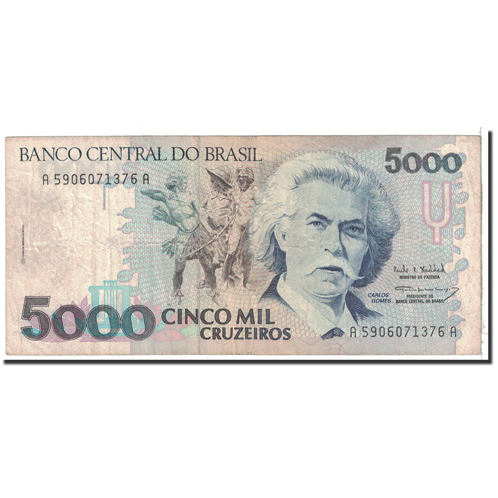 Banknote, Brazil, 5000 Cruzeiros, 1993, Undated, KM:232c, VF(20-25)