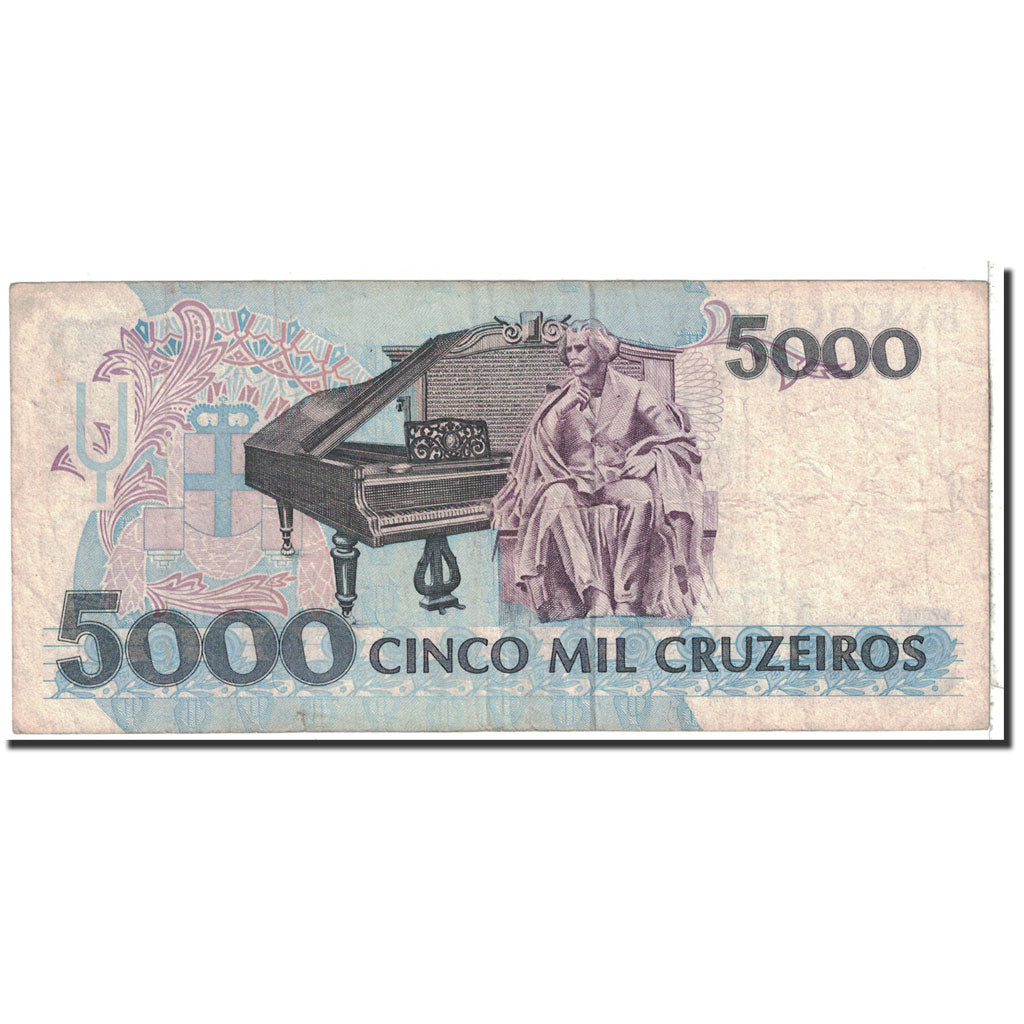 Banknote, Brazil, 5000 Cruzeiros, 1993, Undated, KM:232c, VF(20-25)