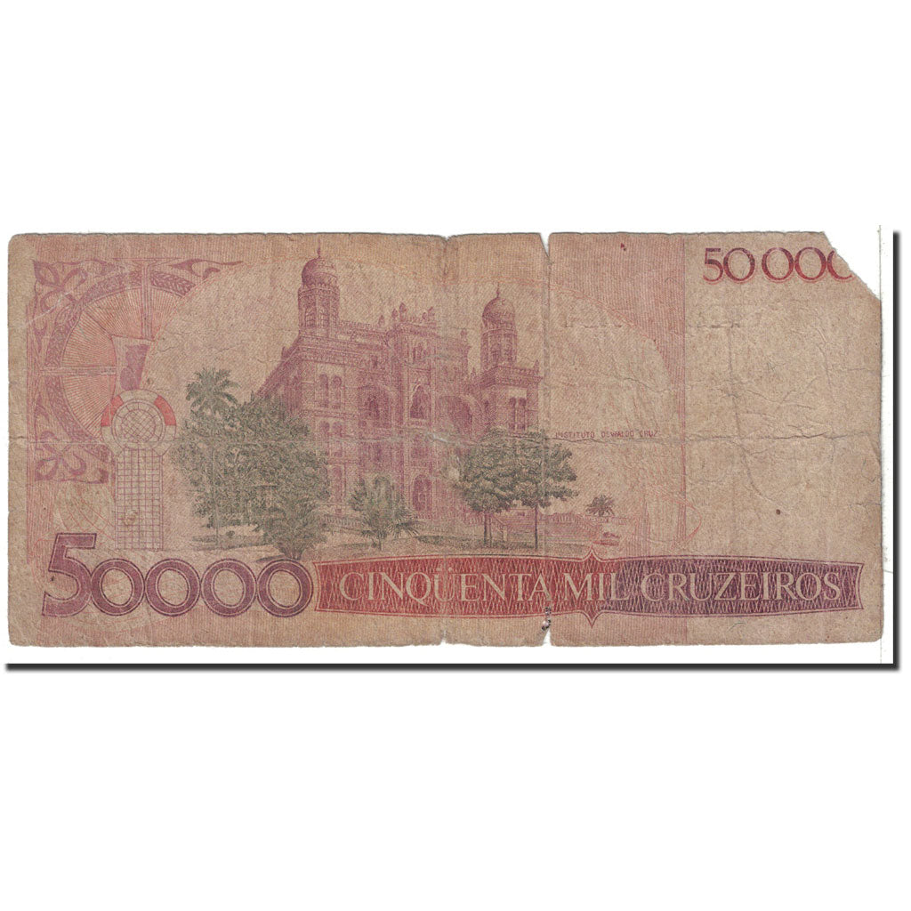 Banknote, Brazil, 50,000 Cruzeiros, 1984, Undated, KM:204a, VG(8-10)