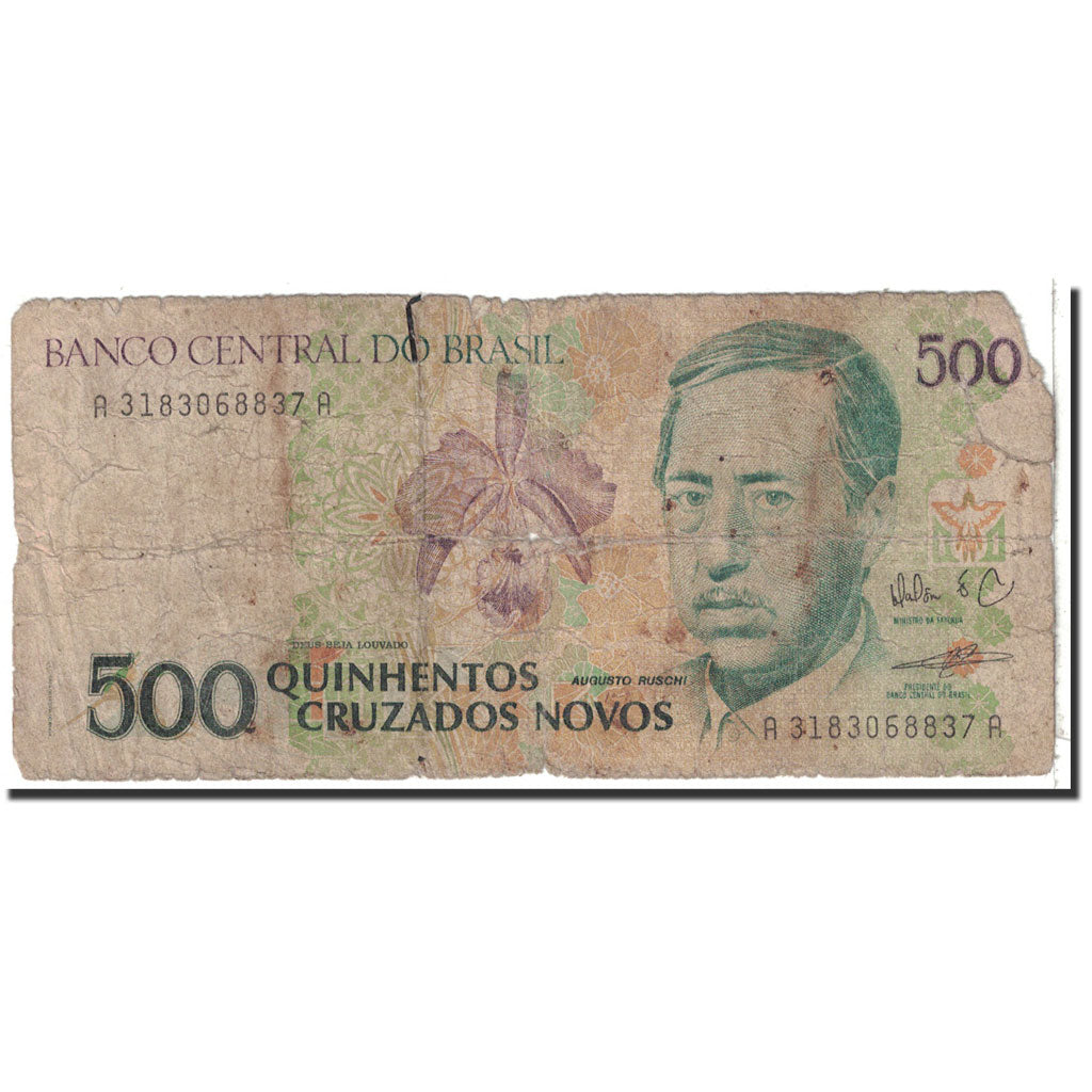 Billete, 500 Cruzados Novos, 1990, Brasil, KM:222a, Undated, RC