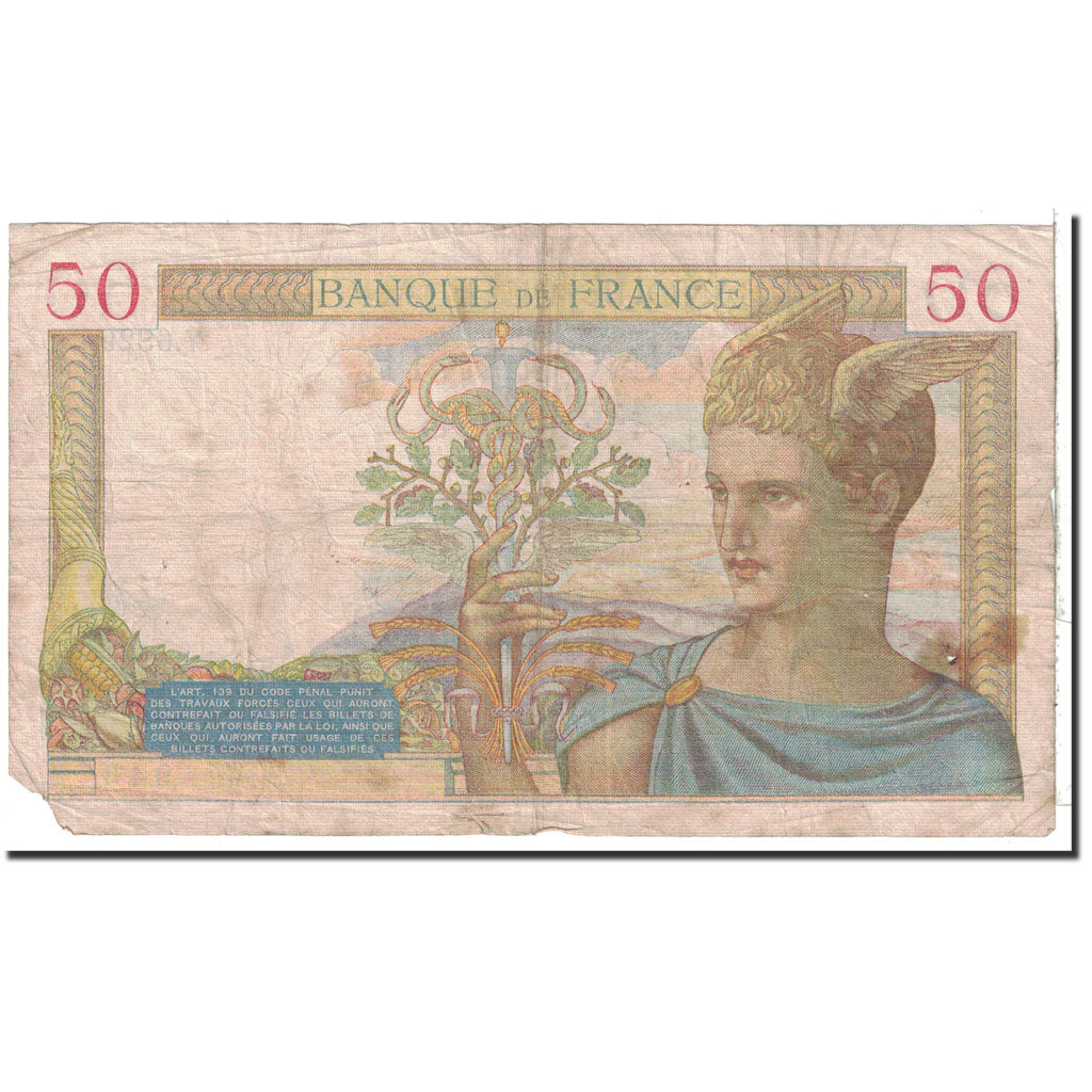 Banknote, France, 50 Francs, 1937, 1937-08-26, VF(20-25), Fayette:18.2, KM:85a