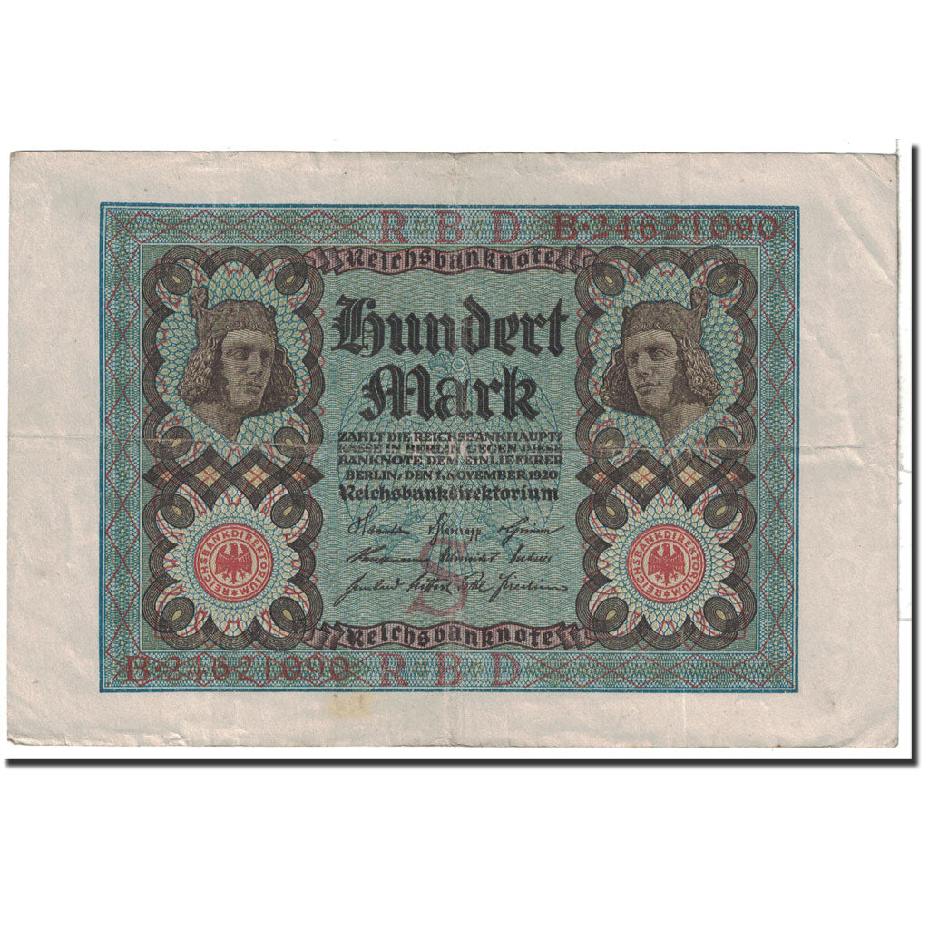 Banknote, Germany, 100 Mark, 1920, 1920-11-01, KM:69b, VF(20-25)