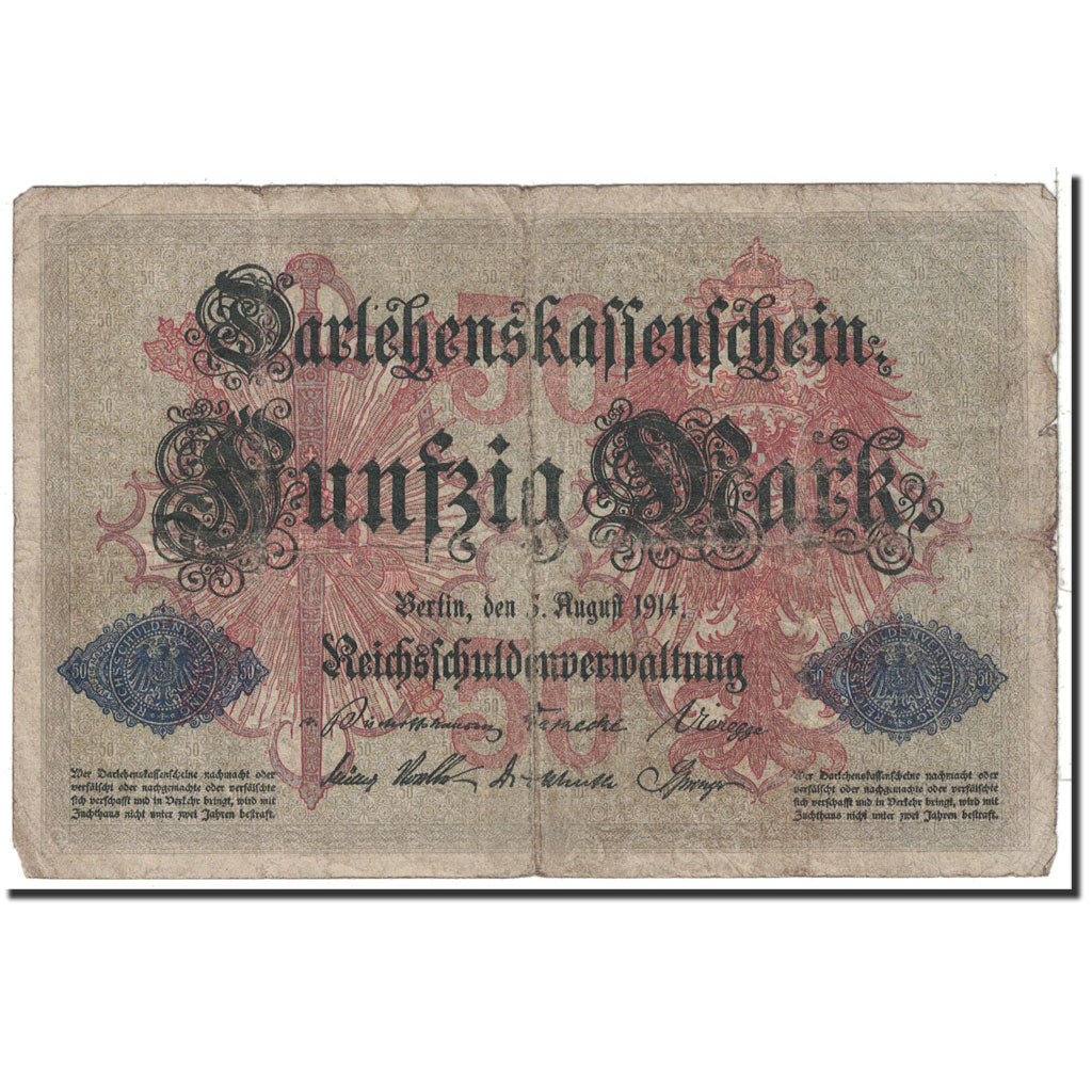 Banknote, Germany, 50 Mark, 1914, 1914-08-05, KM:49b, VF(20-25)