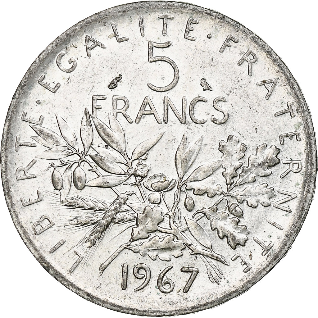 France, Semeuse, 5 Francs, 1967, Paris, AU(50-53), Silver, KM:926, Gadoury:770