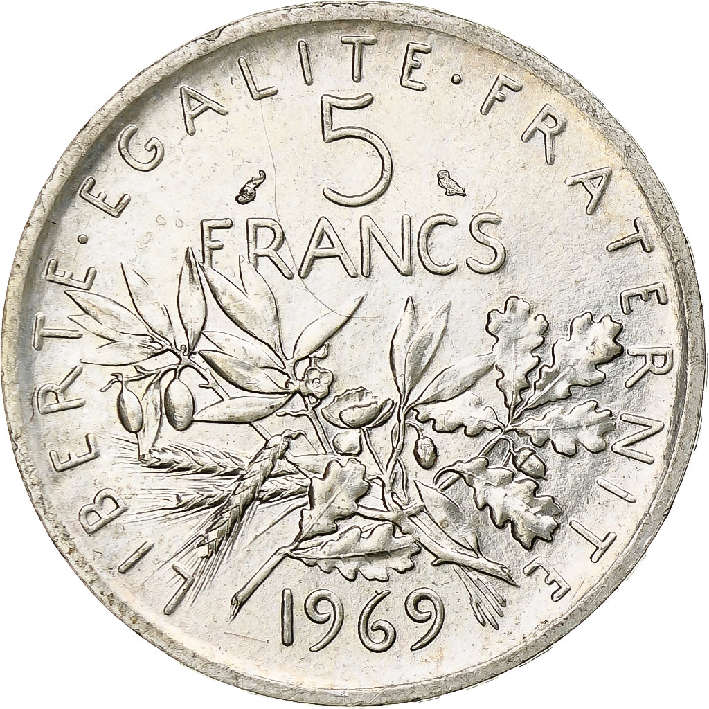 Francia, Semeuse, 5 Francs, 1969, Paris, SPL, Argento, KM:926, Gadoury:770