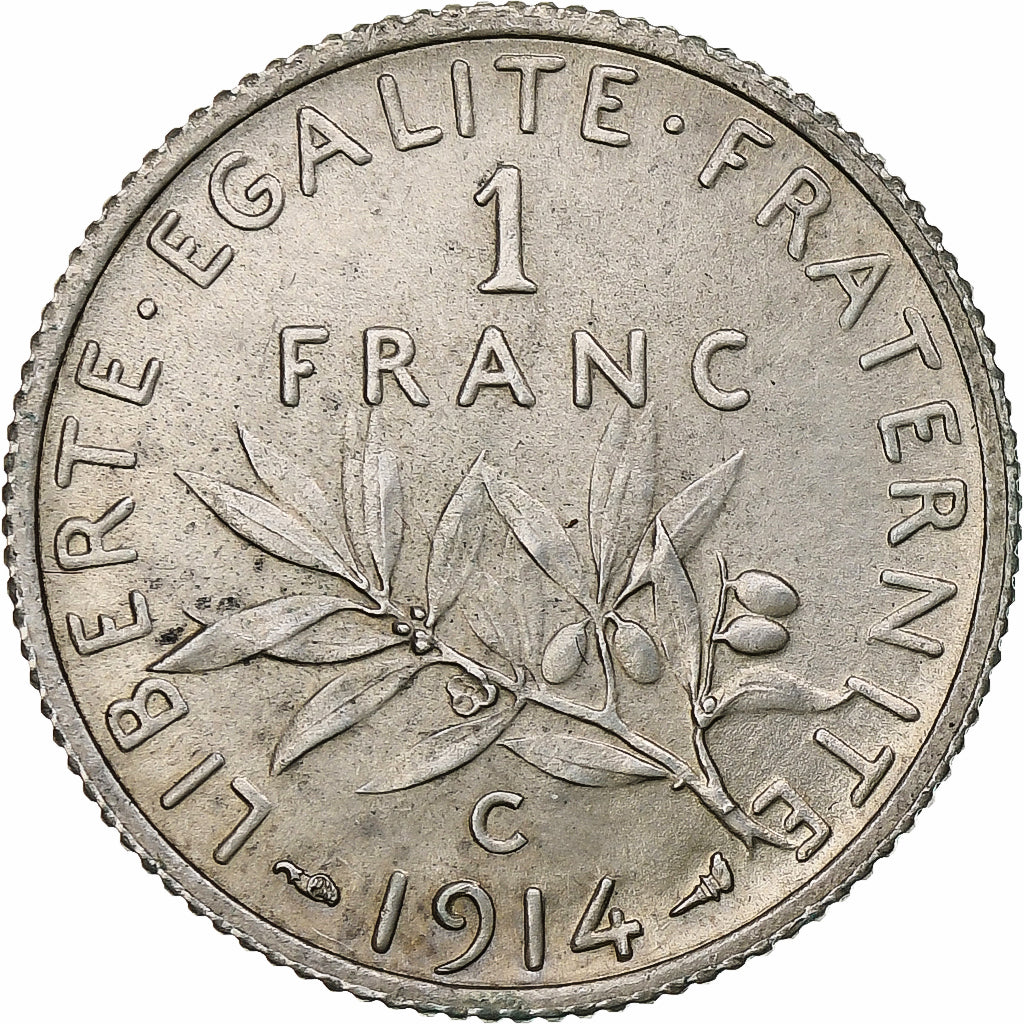 France, 1 Franc, Semeuse, 1914, Castelsarrasin, Silver, MS(63), Gadoury:467