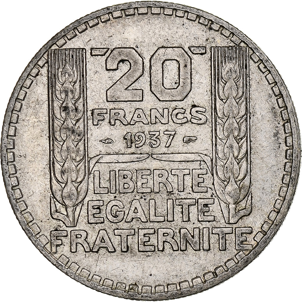 Frankrijk, 20 Francs, Turin, 1937, Paris, Zilver, ZF, Gadoury:852, KM:879