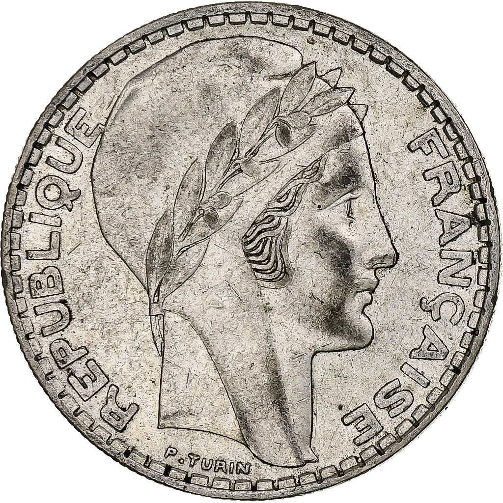 França, 20 Francs, Turin, 1937, Paris, Prata, EF(40-45), Gadoury:852, KM:879