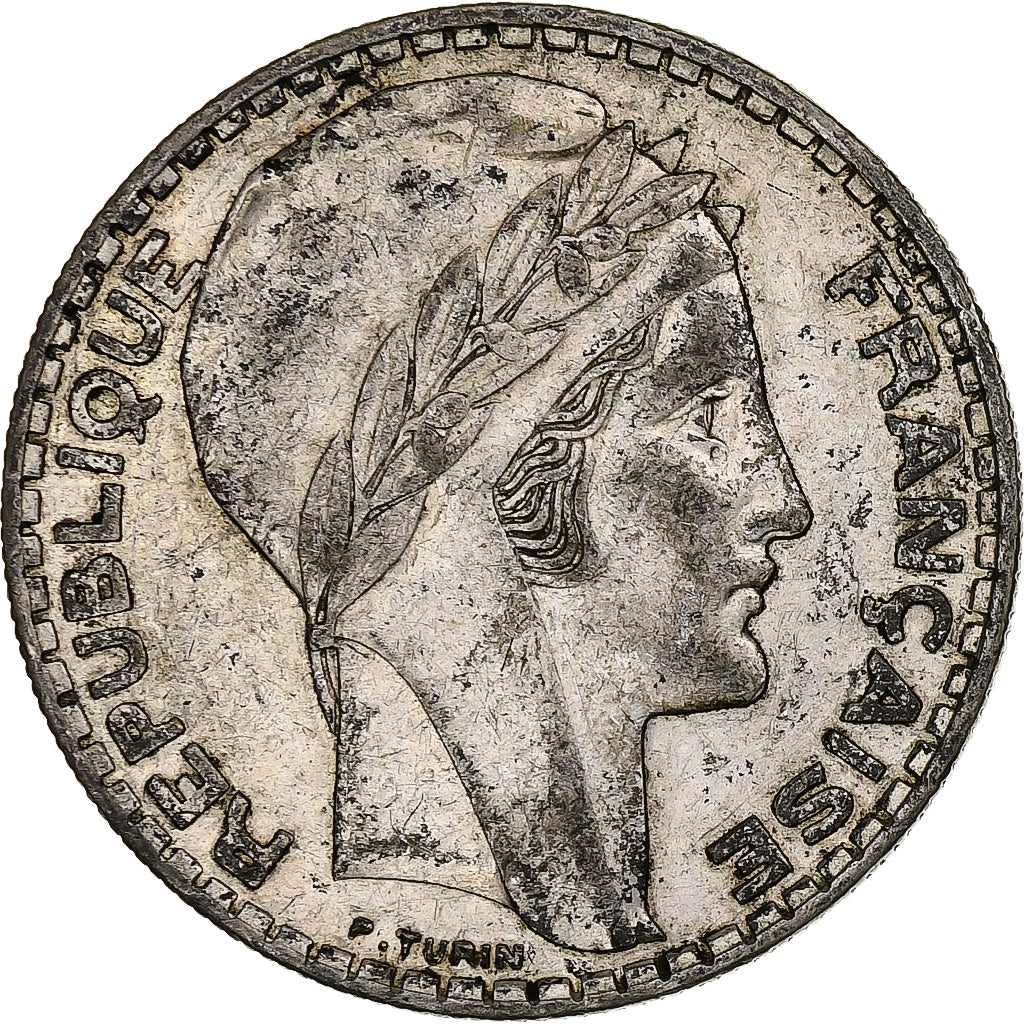 Francja, 20 Francs, Turin, 1937, Paris, Srebro, EF(40-45), Gadoury:852, KM:879