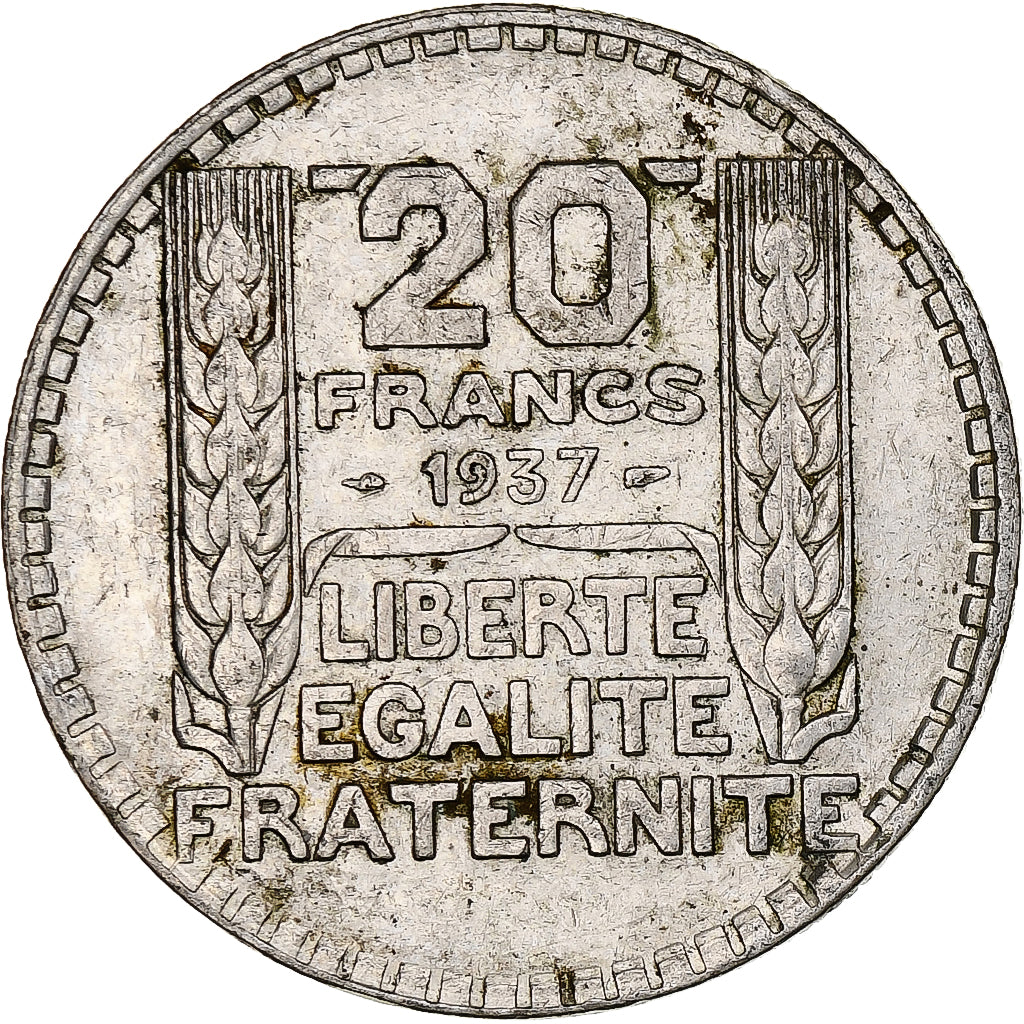 Francia, 20 Francs, Turin, 1937, Paris, Argento, BB, Gadoury:852, KM:879