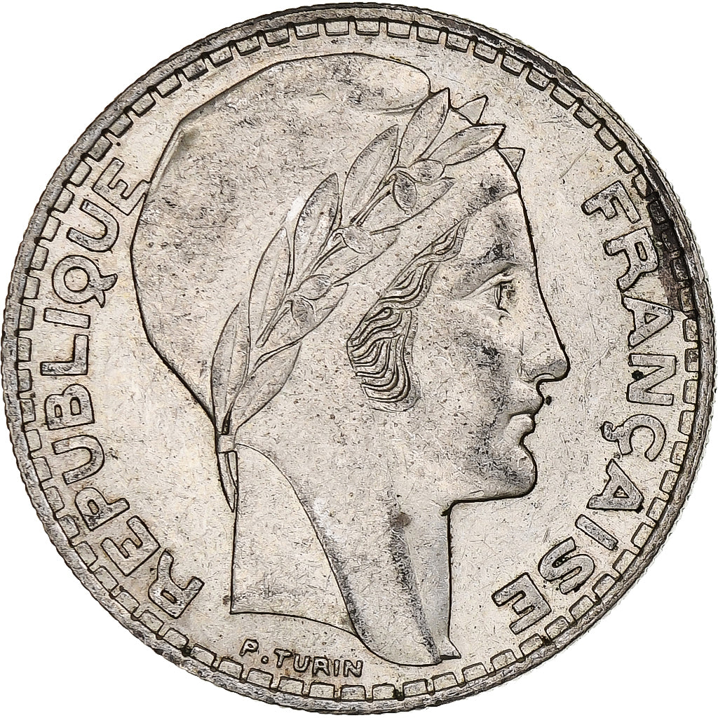 France, 20 Francs, Turin, 1937, Paris, Silver, EF(40-45), Gadoury:852, KM:879