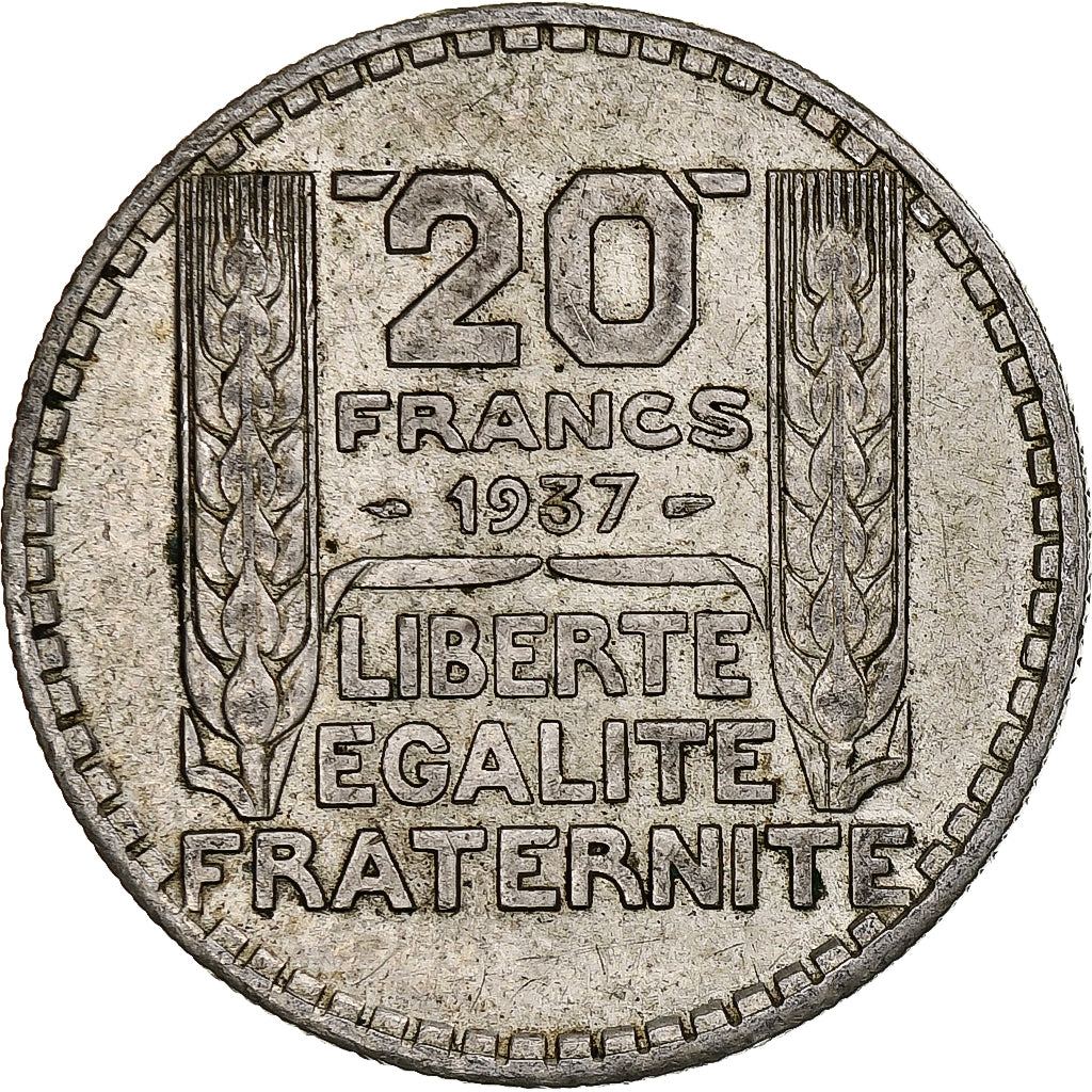 Francia, 20 Francs, Turin, 1937, Paris, Argento, BB, Gadoury:852, KM:879