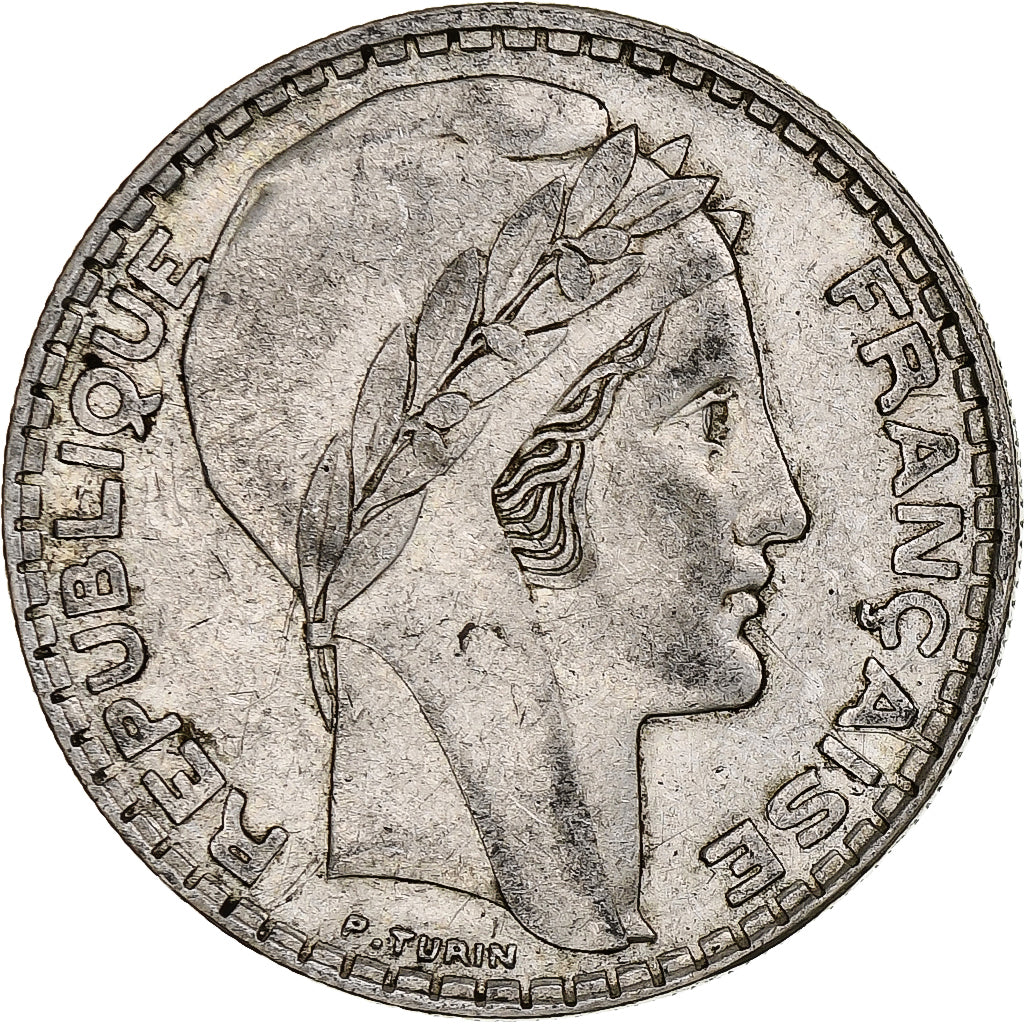 France, 20 Francs, Turin, 1937, Paris, Silver, EF(40-45), Gadoury:852, KM:879