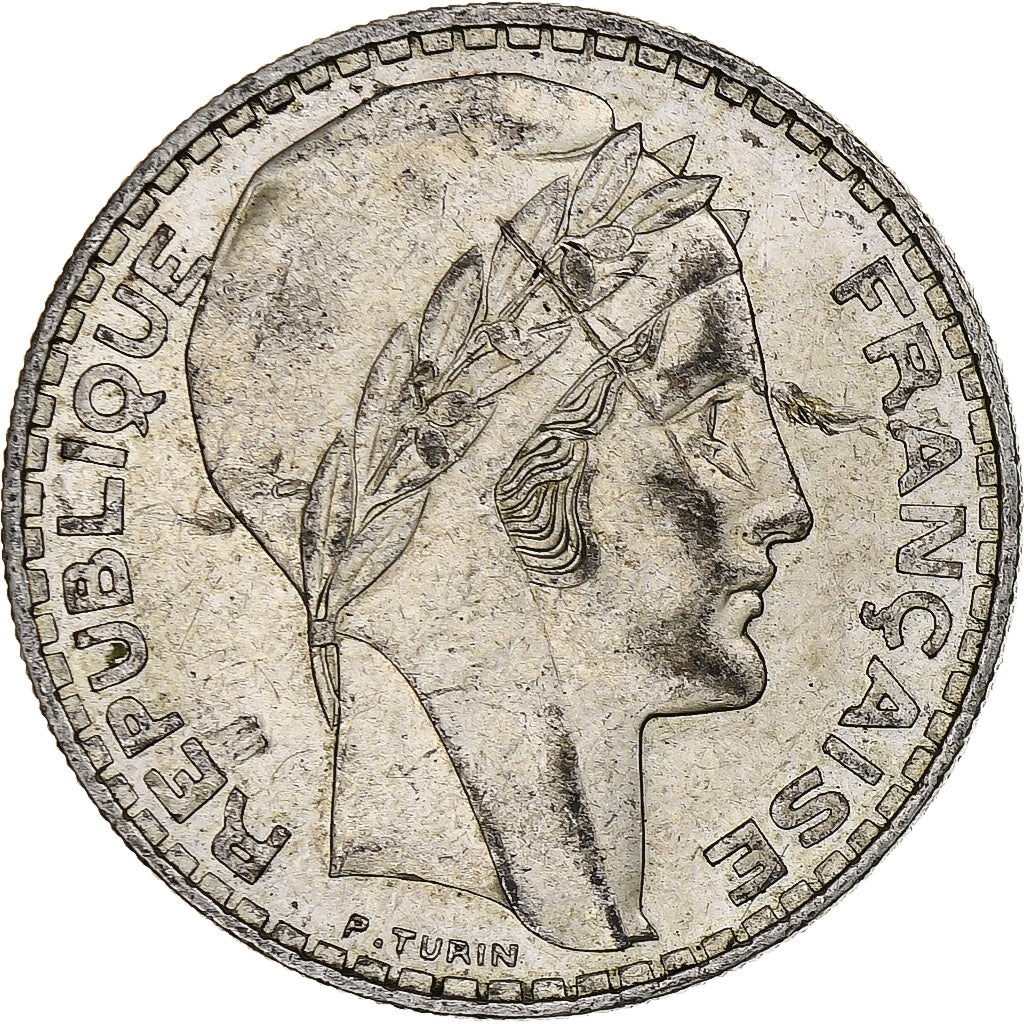 França, 20 Francs, Turin, 1937, Paris, Prata, EF(40-45), Gadoury:852, KM:879