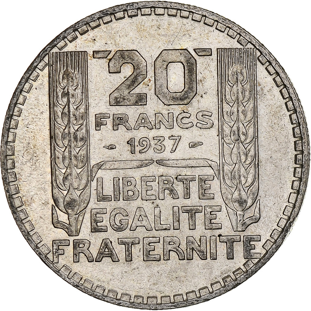 France, 20 Francs, Turin, 1937, Paris, Argent, TTB, Gadoury:852, KM:879