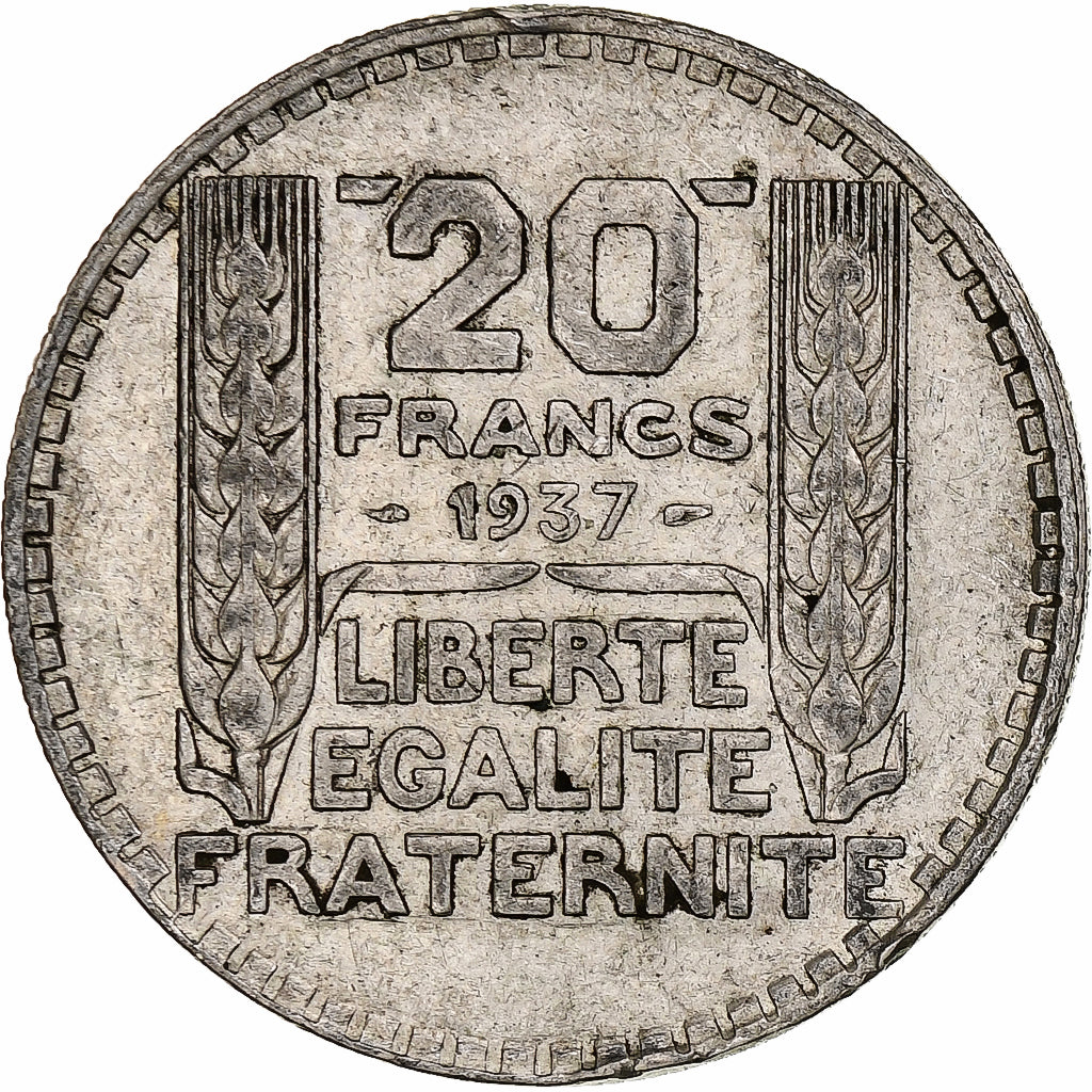 Frankreich, 20 Francs, Turin, 1937, Paris, Silber, SS, Gadoury:852, KM:879