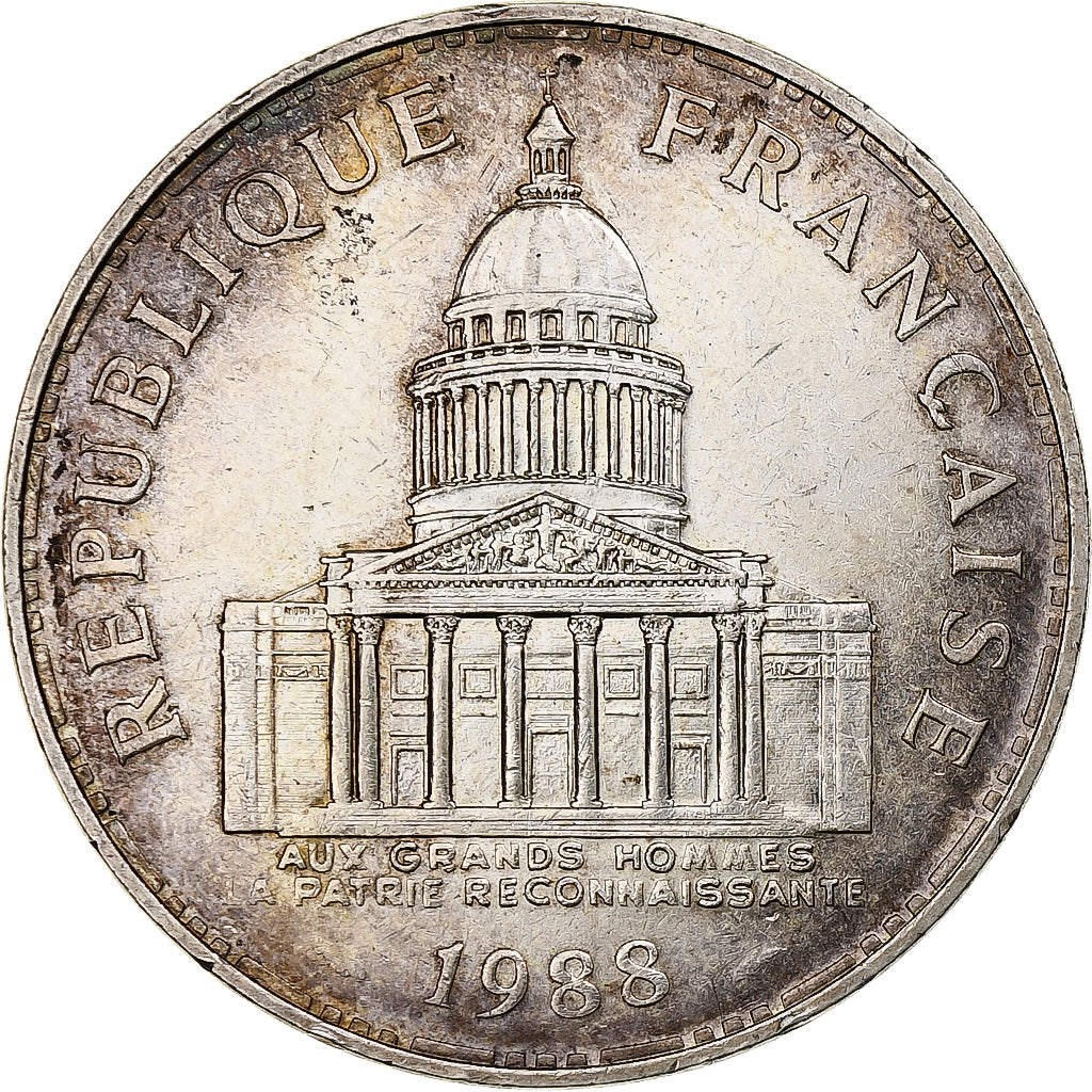 Francja, 100 Francs, Panthéon, 1988, Paris, Srebro, AU(50-53), Gadoury:898
