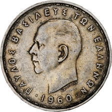 Grecia, 20 Drachmai, 1960, Plata, MBC, KM:73