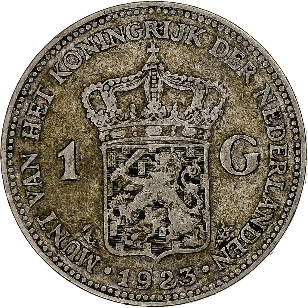 Países Baixos, Wilhelmina I, Gulden, 1923, Prata, VF(30-35), KM:161.1